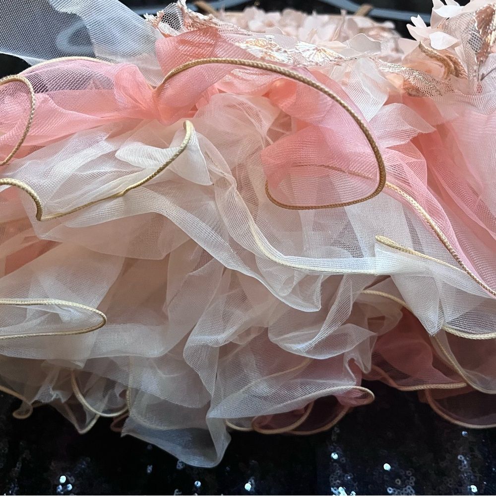 Charming Pink Floral Kids Dance Costume - Picture 5 of 14